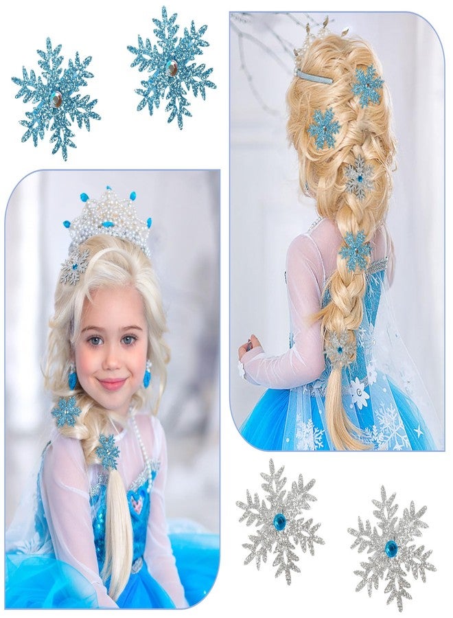 AIBFRID 6PCS Princess Snowflake Hair Clips Sparkling Blue Silver Christmas Hair Accessories for Women Girls, Festive Hairpins Xmas Snowflake Aligetor Clips for Parties Gifts Style 2 - Image 3